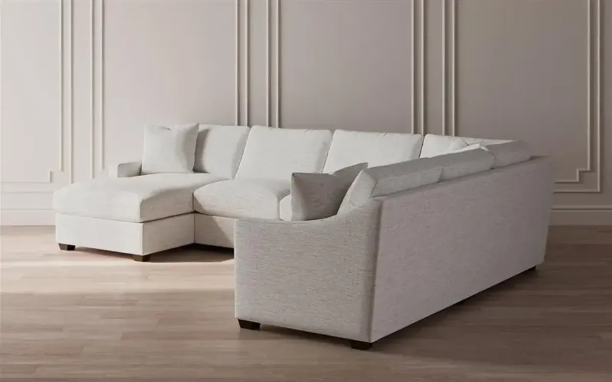Avery Heathered Cream Performance U-Chaise Sectional - Left Chaise - 145"