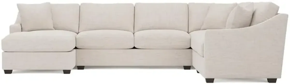 Avery Heathered Cream Performance U-Chaise Sectional - Left Chaise - 145"