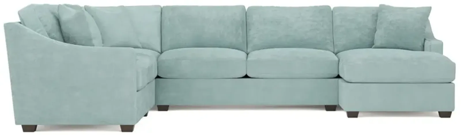 Avery French Blue U-Chaise Sectional - Right Chaise - 145"