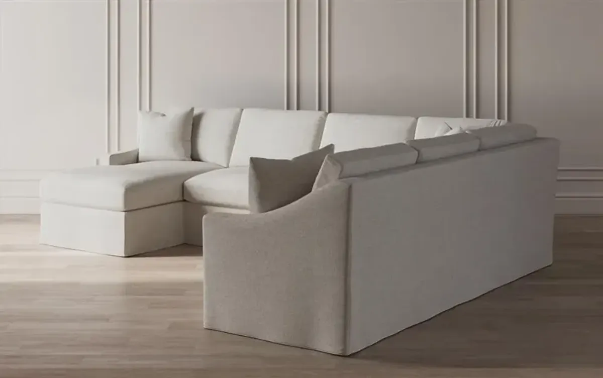 Avery Pearl Slipcovered U-Chaise Sectional - Left Chaise - 145"