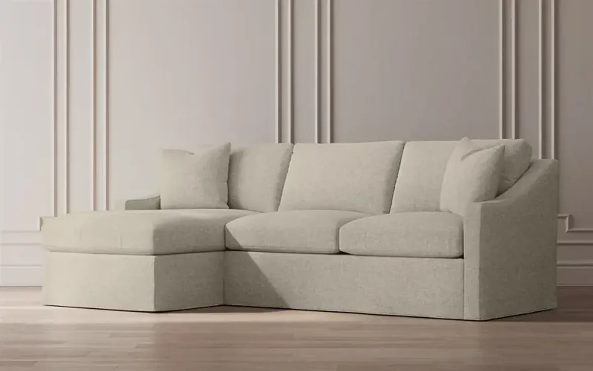 Avery Fog Slipcovered Chaise Sectional - Left Chaise - 110"