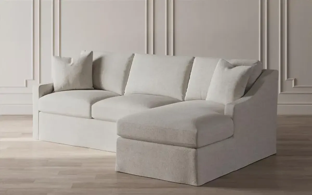 Avery Fog Slipcovered Chaise Sectional - Right Chaise - 110"