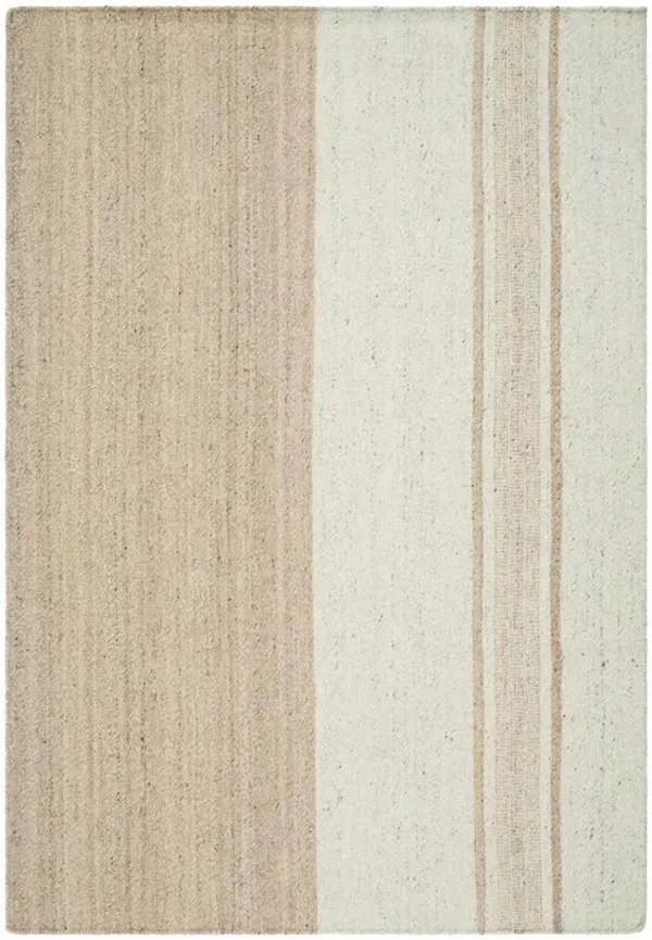 Blaine Coastal Beach Beige Wool Striped Patterned Rug - Sample