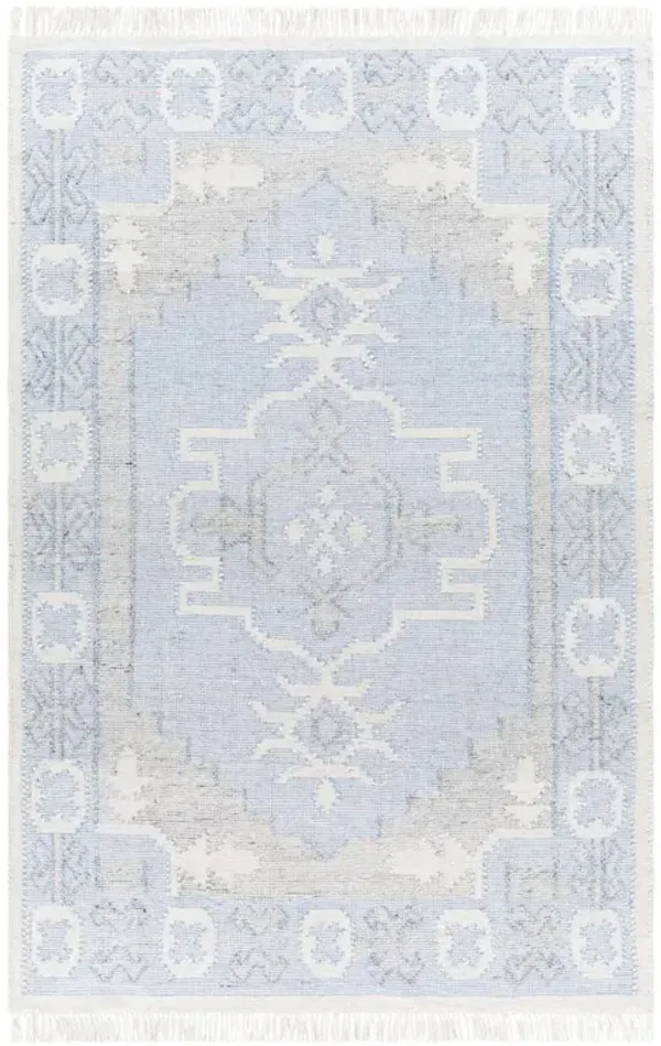 Azurya Global Bazaar Blue Geometric Patterned Indoor Outdoor Rug - Sample