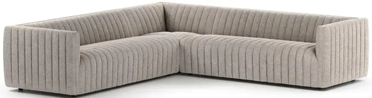 Leo Modern Classic Grey Channeled Corner Sectional - 105"