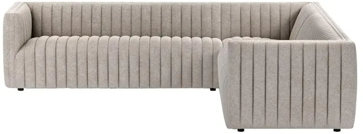 Leo Modern Classic Grey Channeled Corner Sectional - 105"
