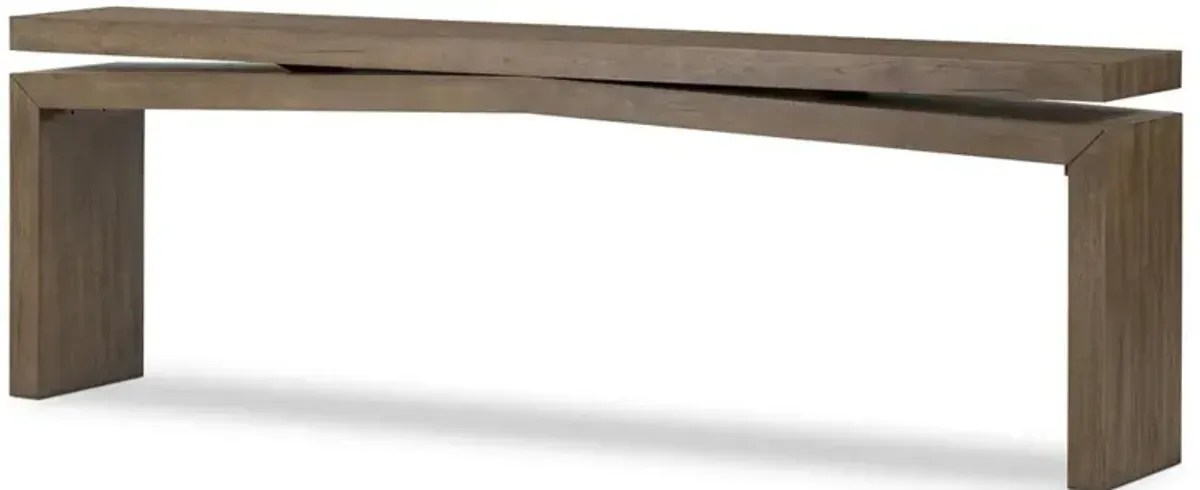 Rayan Rustic Lodge Grey Oak Wood Console Table - Large