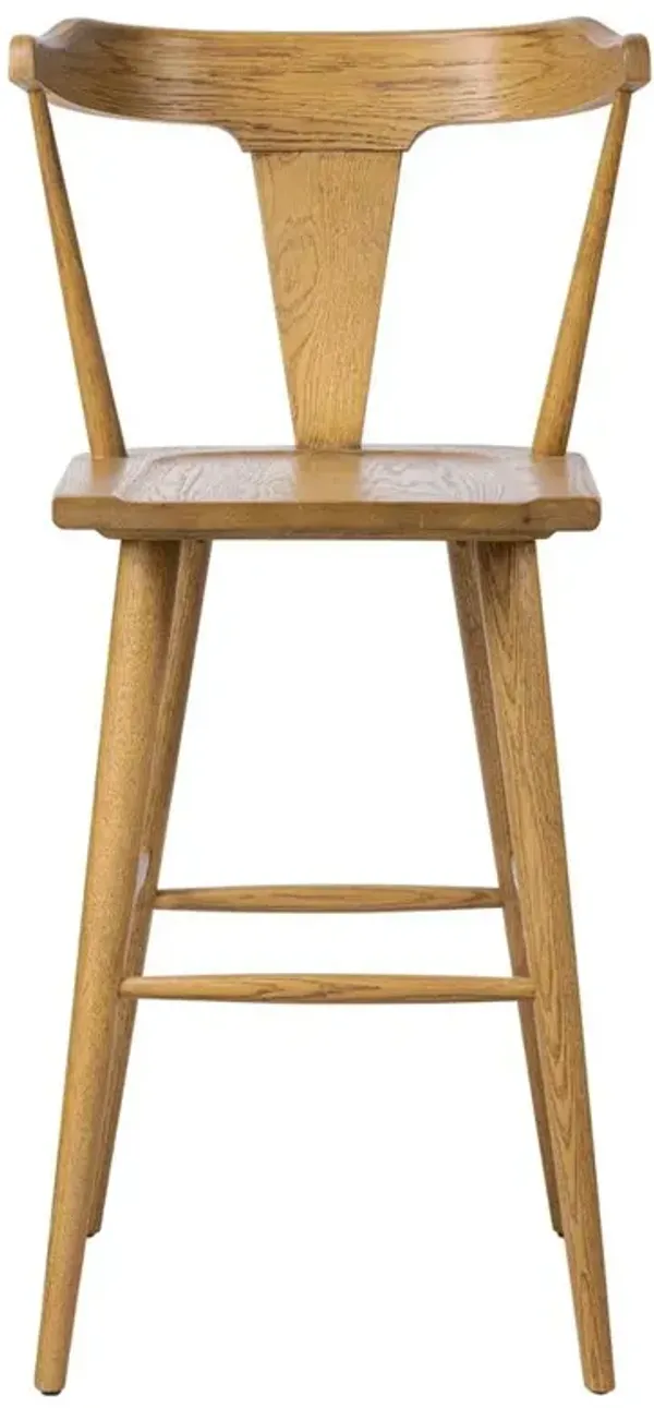 Antonio Mid Century Modern Classic Natural Oak Wood Bar Stool