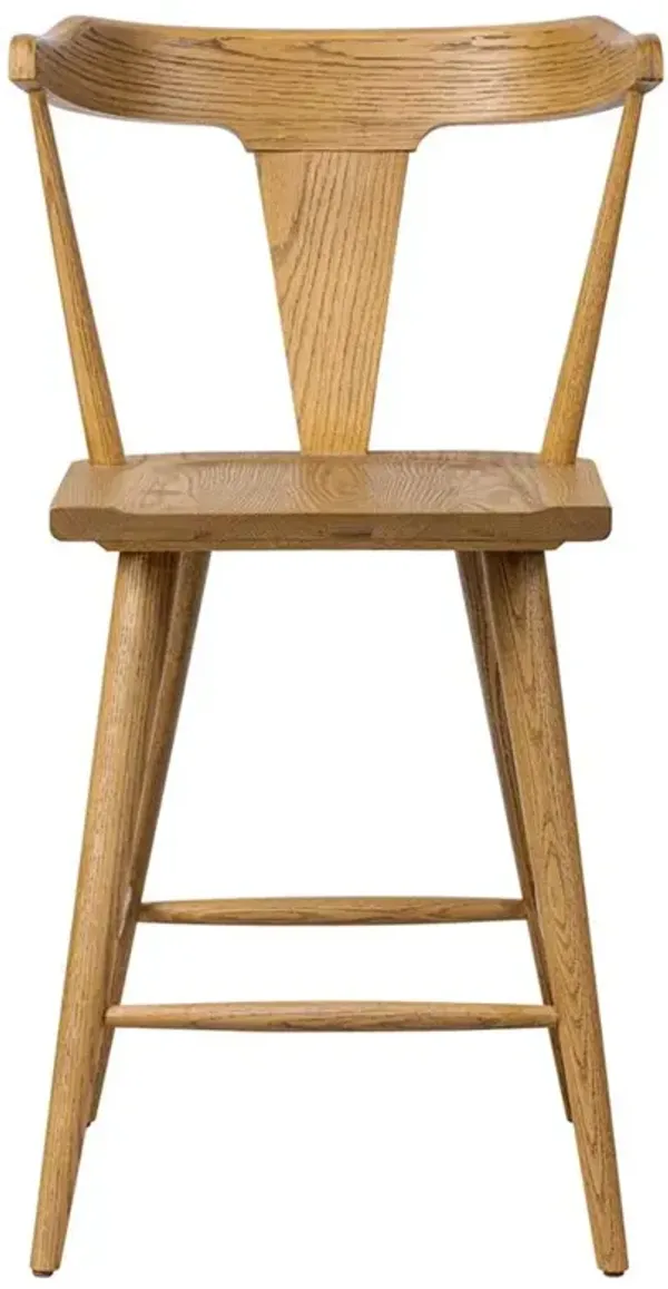 Antonio Mid Century Modern Classic Natural Oak Wood Counter Stool