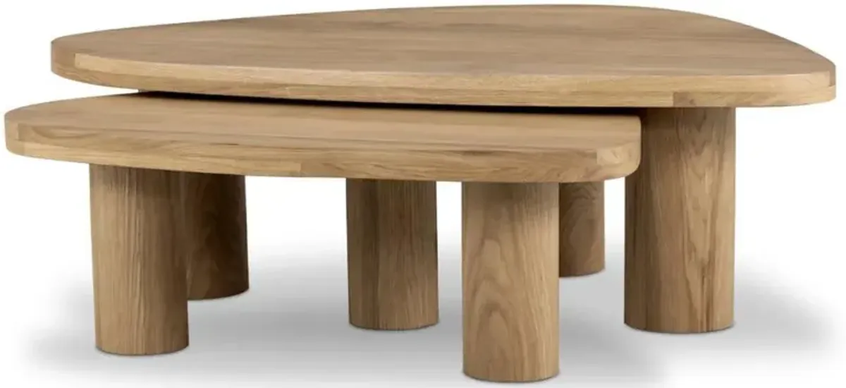 Zayden Modern Classic Natural Oak Wood Nesting Coffee Table - Set of 2