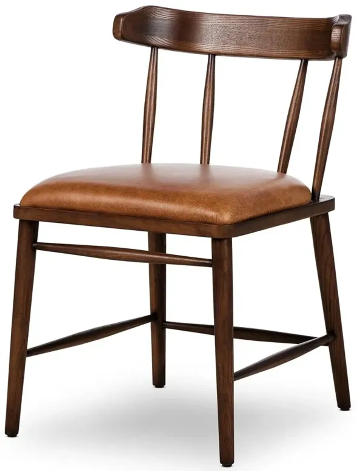 Bella Modern Classic Brown Leather Windsor Dining Side Chair