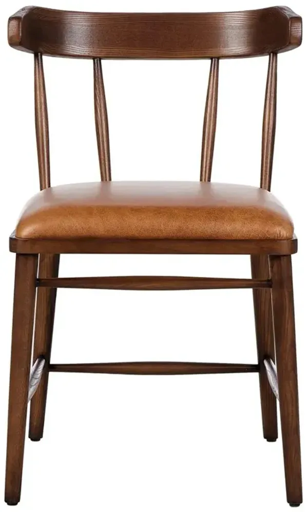 Bella Modern Classic Brown Leather Windsor Dining Side Chair