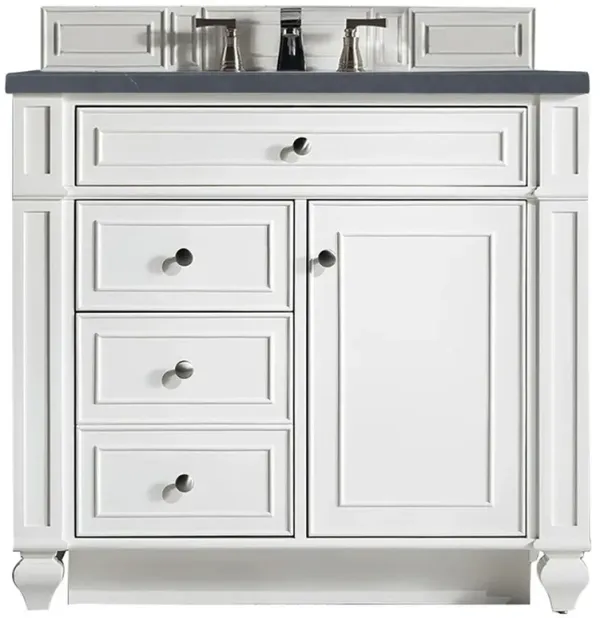 Fynn French Country Charcoal Quartz White Wood Vanity Sink - 36"