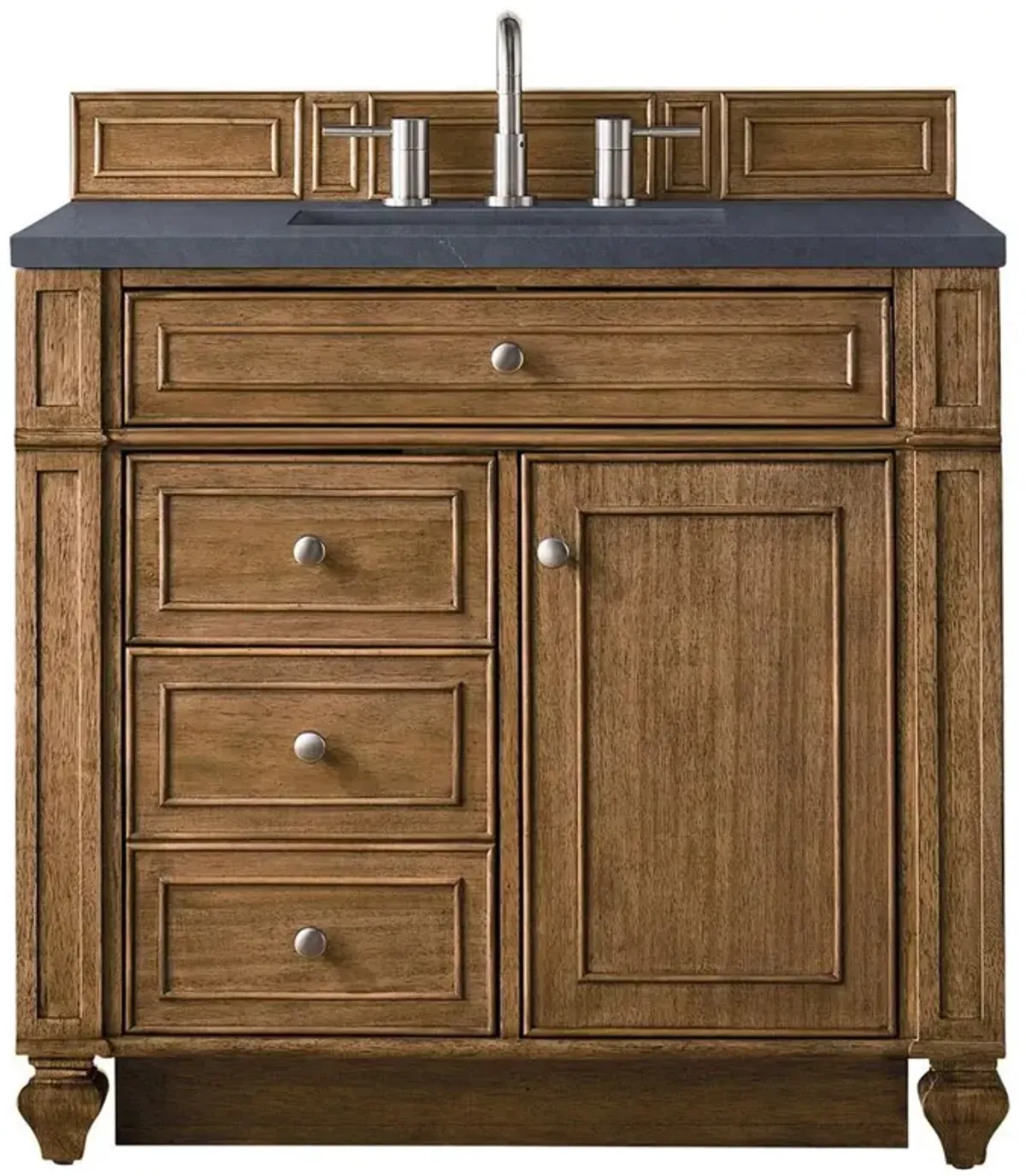 Fynn French Country Charcoal Quartz Brown Wood Vanity Sink - 36"