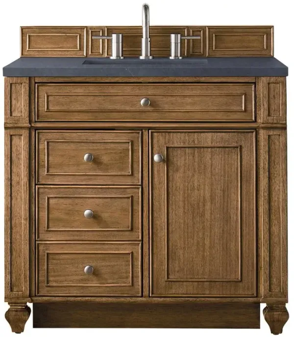 Fynn French Country Charcoal Quartz Brown Wood Vanity Sink - 36"