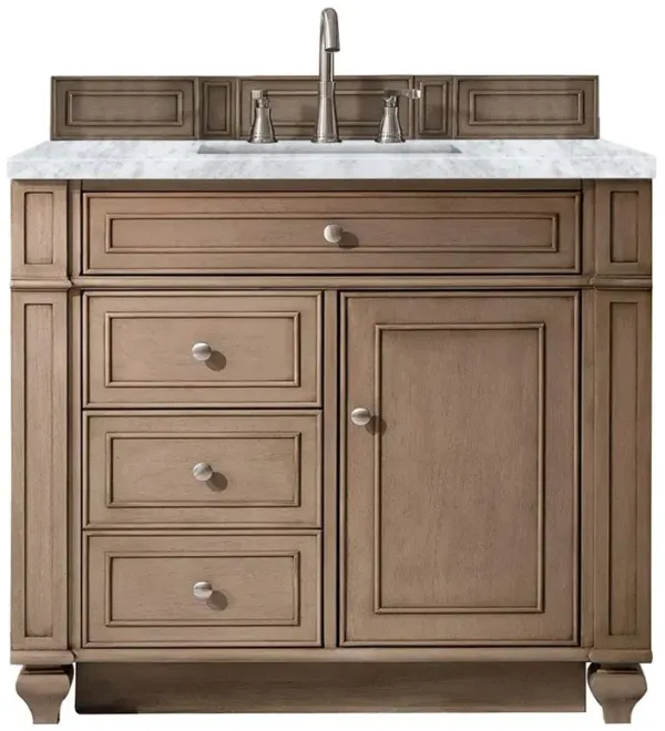 Fynn French Country Carrara Marble Whitewashed Wood Vanity Sink - 36"