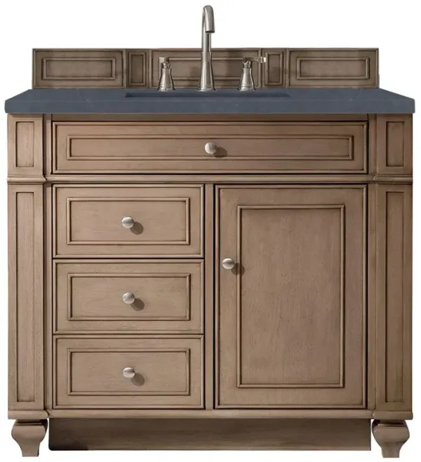 Fynn French Country Charcoal Quartz Whitewashed Wood Vanity Sink - 36"