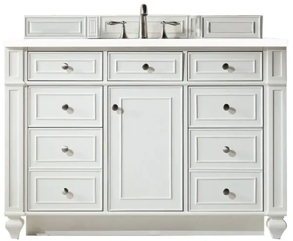 Fynn French Country White Zeus Quartz White Wood Wide Vanity Sink - 48"