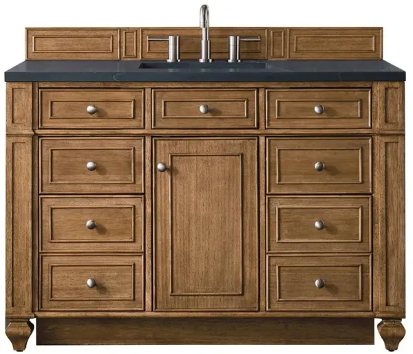 Fynn French Country Charcoal Quartz Brown Wood Wide Vanity Sink - 48"