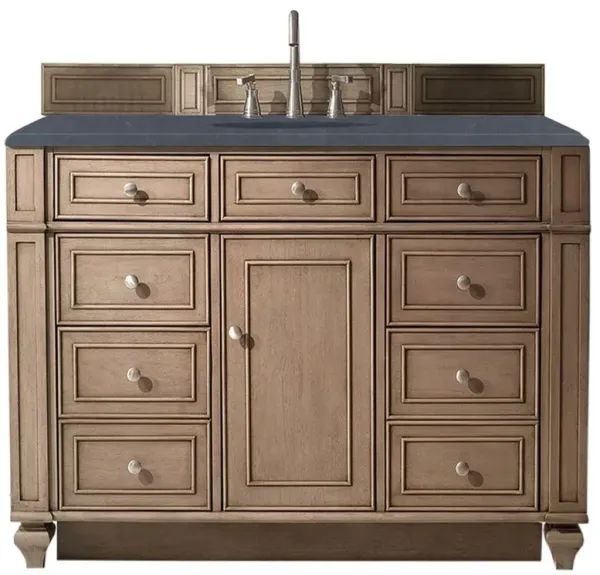 Fynn French Country Charcoal Quartz Whitewashed Wood Wide Vanity Sink - 48"