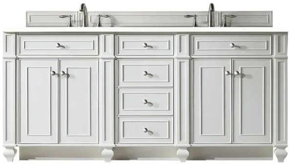 Fynn French Country White Zeus Quartz White Wood Double Vanity Sink - 72"