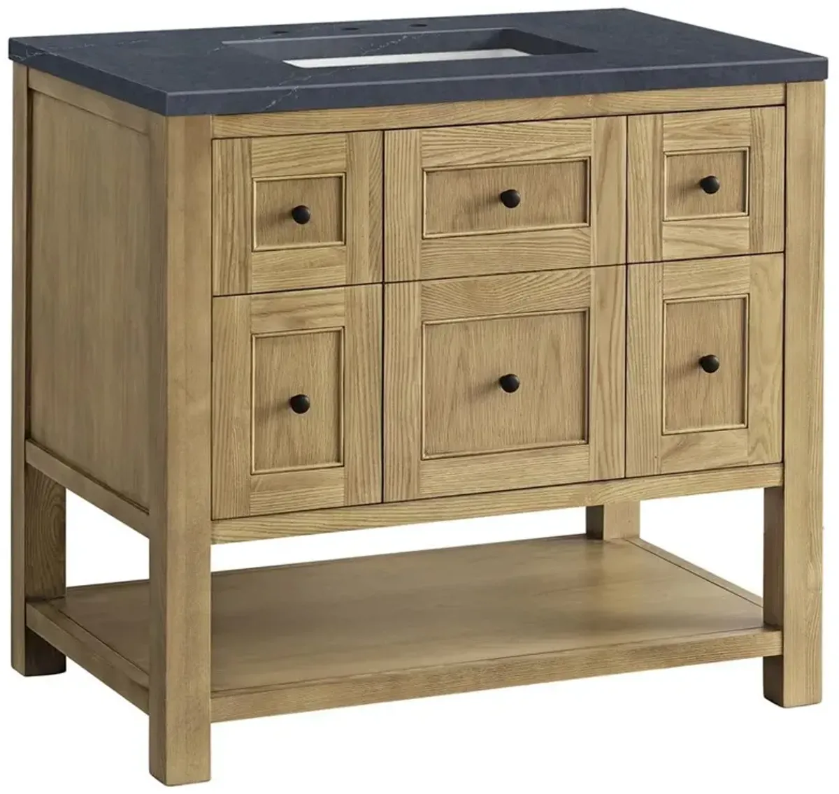 Draven Modern Classic Charcoal Quartz Light Natural Wood Vanity Sink - 36"