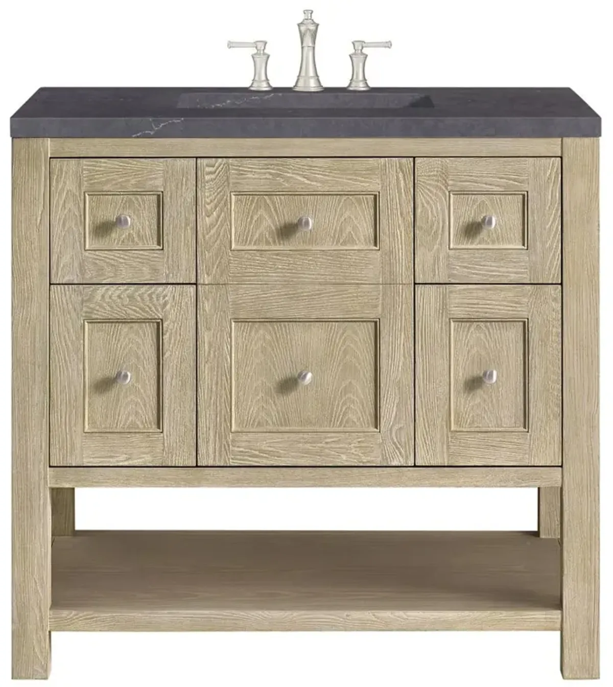 Draven Modern Classic Charcoal Quartz Whitewashed Wood Vanity Sink - 36"