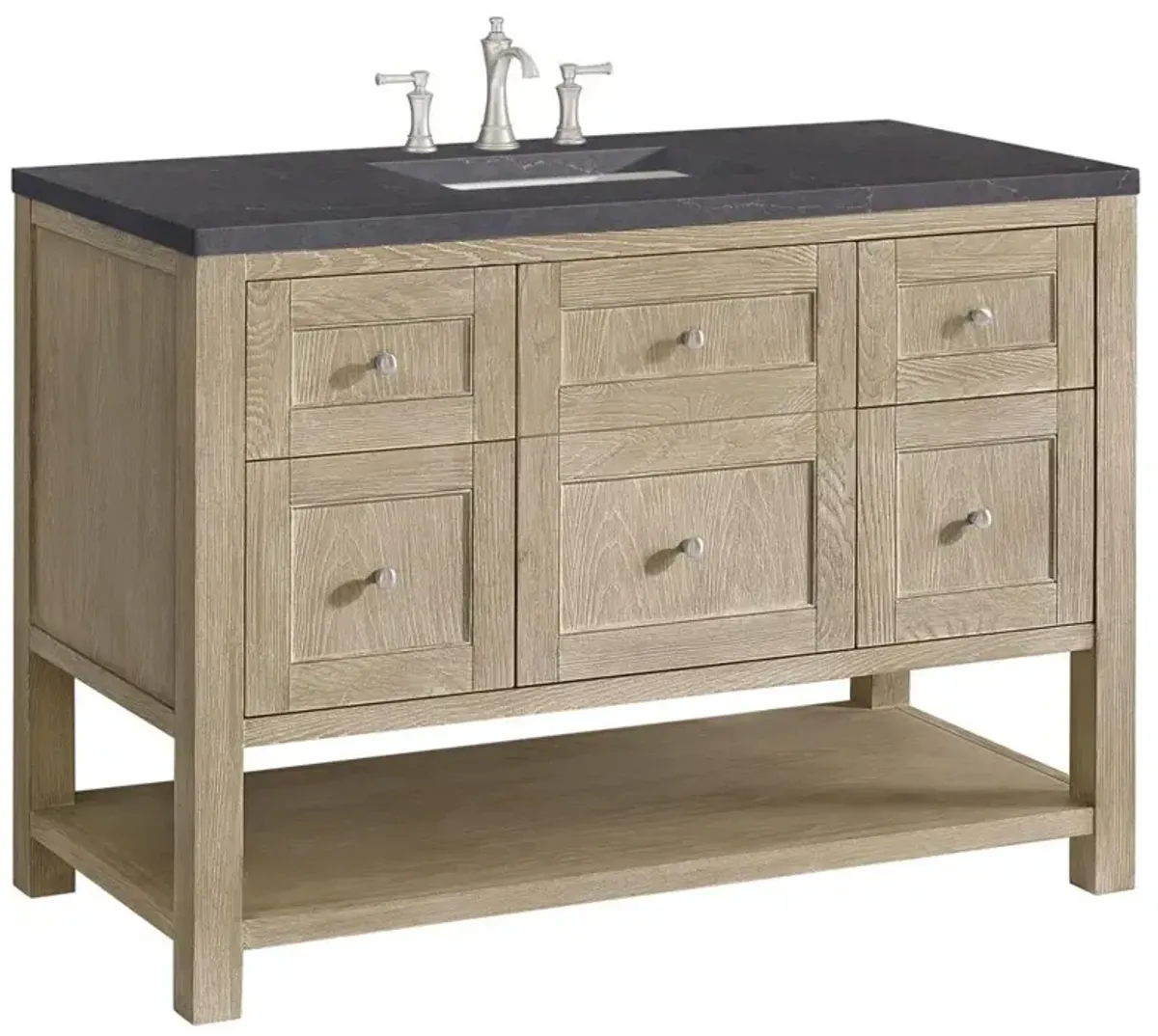 Draven Modern Classic Charcoal Quartz Whitewashed Wood Wide Vanity Sink - 48"