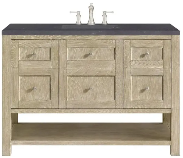 Draven Modern Classic Charcoal Quartz Whitewashed Wood Wide Vanity Sink - 48"