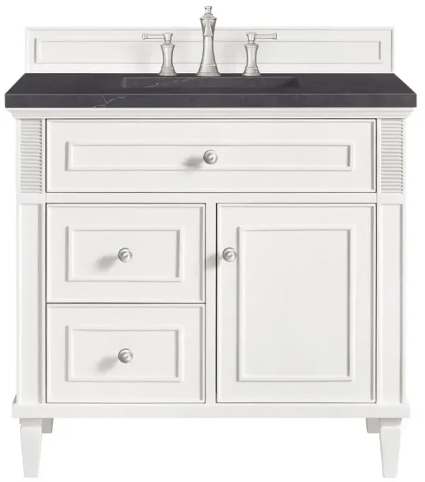 Gareth French Country Charcoal Quartz White Wood Vanity Sink - 36"