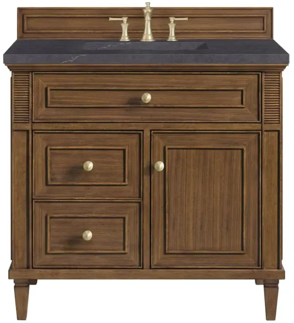 Gareth French Country Charcoal Quartz Brown Wood Vanity Sink - 36"