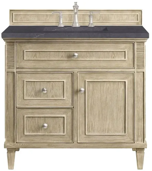 Gareth French Country Charcoal Quartz Whitewashed Wood Vanity Sink - 36"