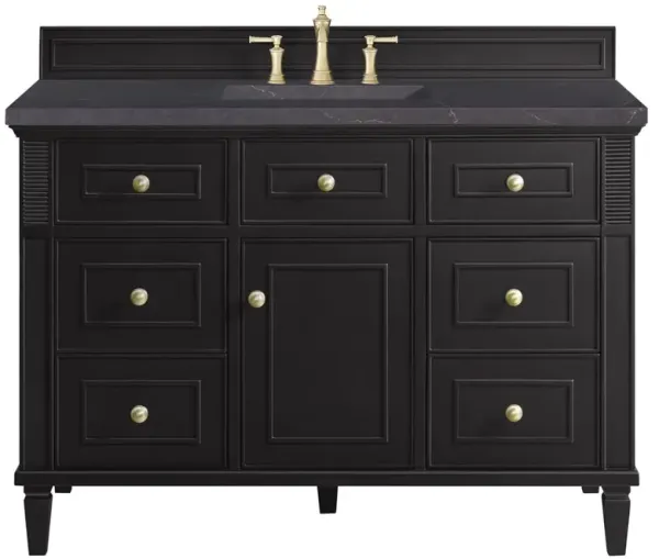 Gareth French Country Charcoal Quartz Black Wood Wide Vanity Sink - 48"