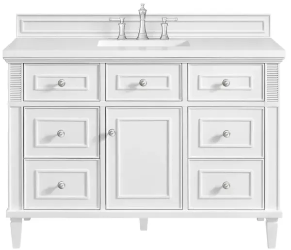 Gareth French Country White Zeus Quartz White Wood Wide Vanity Sink - 48"