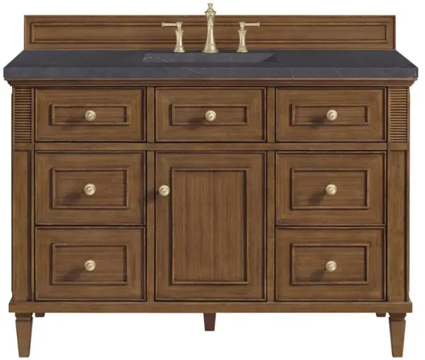 Gareth French Country Charcoal Quartz Brown Wood Wide Vanity Sink - 48"