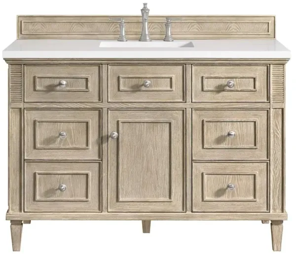 Gareth French Country White Zeus Quartz Whitewashed Wood Wide Vanity Sink - 48"