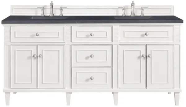 Gareth French Country Charcoal Quartz White Wood Double Vanity Sink - 72"