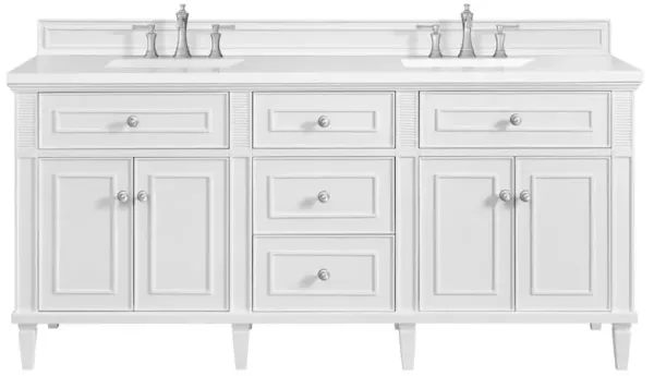 Gareth French Country White Zeus Quartz White Wood Double Vanity Sink - 72"