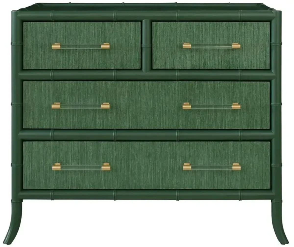 Worlds Away Beckett Modern Classic Green Bamboo Grasscloth Chest
