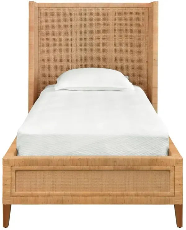 Worlds Away Dolly Coastal Beach Natural Rattan Wingback Bed - Twin