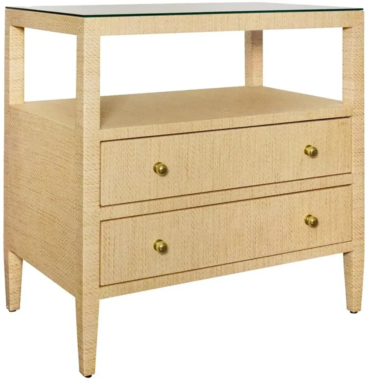 Worlds Away Douglas Coastal Beach Natural Grasscloth Nightstand