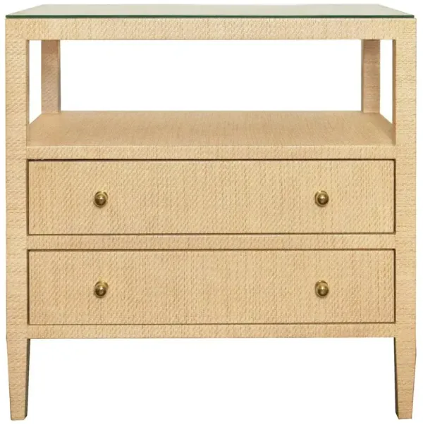 Worlds Away Douglas Coastal Beach Natural Grasscloth Nightstand