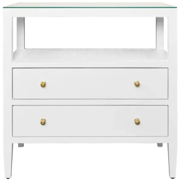 Worlds Away Douglas Coastal Beach White Linen Nightstand