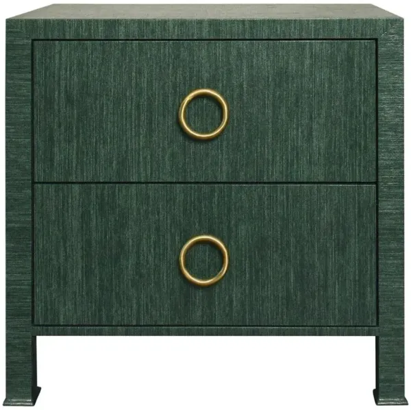 Worlds Away Edelman Modern Classic Green Grasscloth Side Table