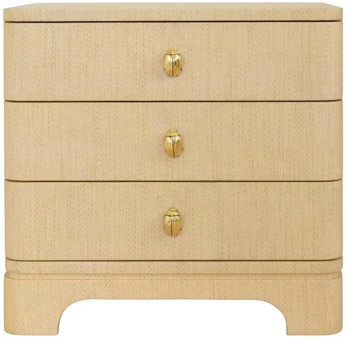 Worlds Away Fortune Modern Classic Natural Grasscloth Side Table