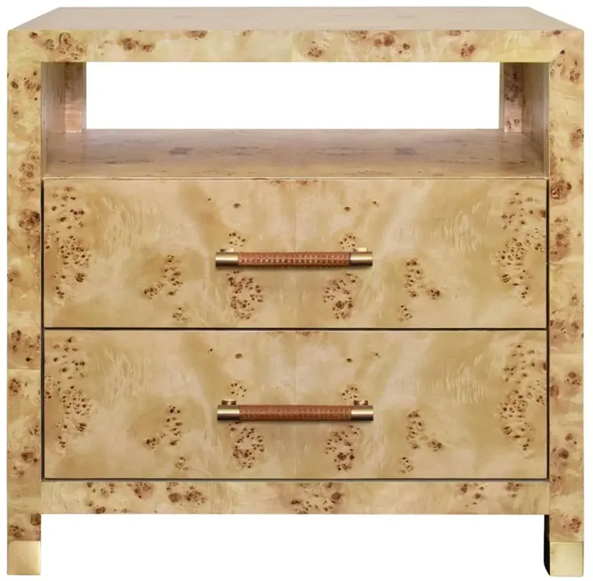Worlds Away Hancock Modern Classic Burl Wood Side Table
