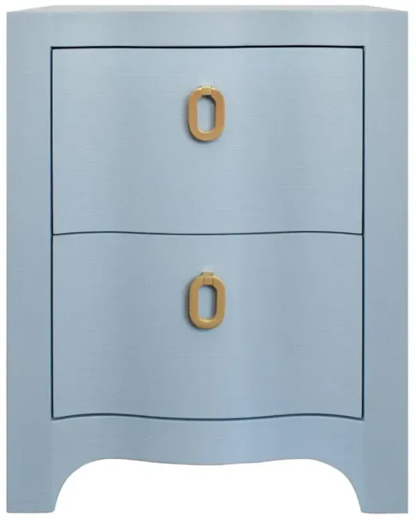 Worlds Away Helena Modern Classic Light Blue Linen Nightstand