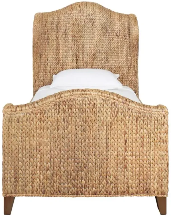 Worlds Away Jovi Coastal Beach Woven Wingback Bed - Twin