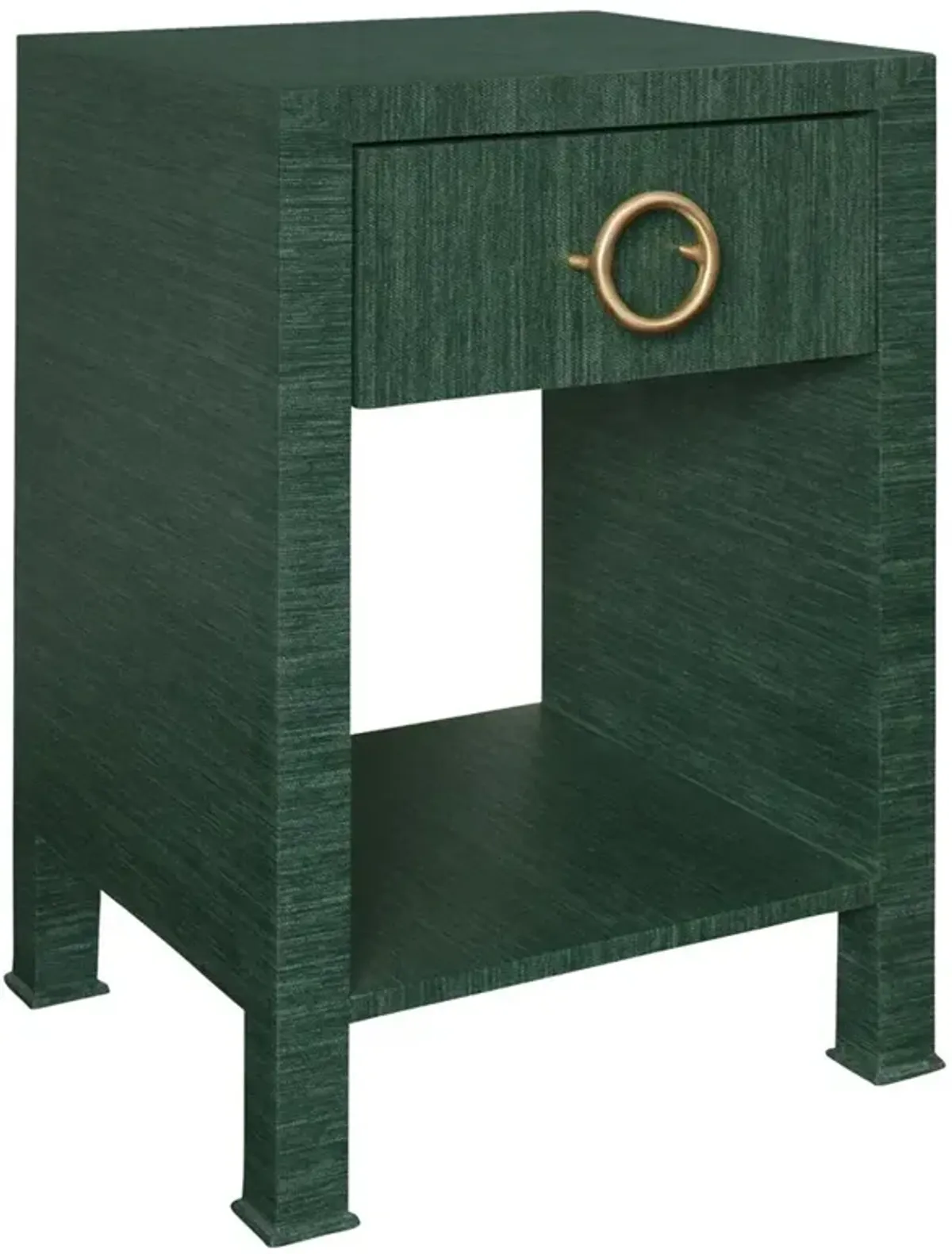 Worlds Away Malcolm Modern Classic Green Grasscloth Side Table