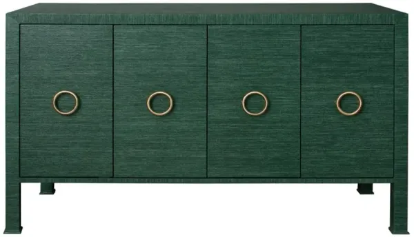 Worlds Away Rue Mid Century Modern Green Grasscloth Buffet